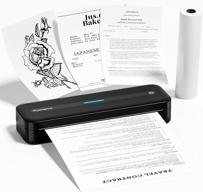 Phomemo M832 Portable Printer,Upgrade Portable Printers Wireless for Travel,Tattoo Stencil Printer,Support Thermal Roll Paper & Tattoo Paper,Size US Letter & A4,Compatible with Phone & Laptop,300DPI