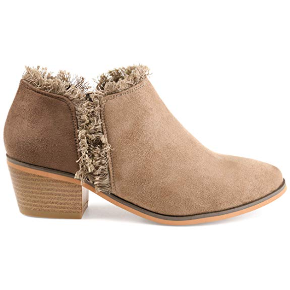 Brinley Co. Womens Faux Suede Fringe Ankle Booties