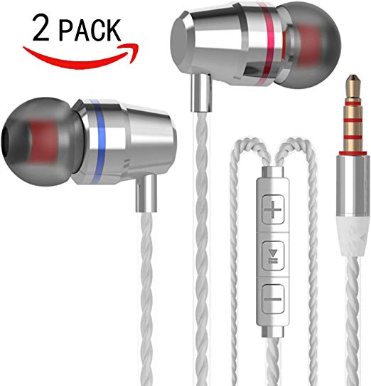 V1s Headphones Earphones Earbuds Earphones, Noise Islating, High Definition, Stereo for Samsung, iPhone,iPad, iPod and Mp3 Players（Black, Red， Silver, Pink (Silvery 2pairs)