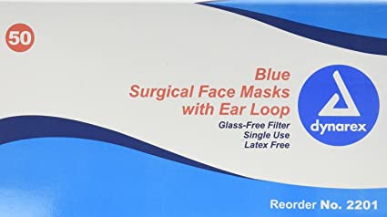 Dynarex Disposable Ear Loop Face Mask, Blue, 200 Count