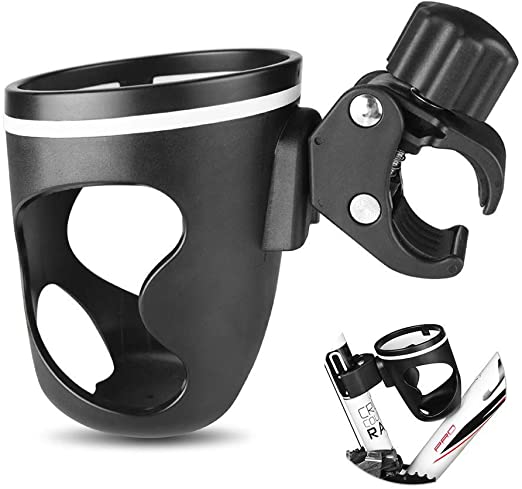 BicycleStore Bike Water Bottle Holder, 2 Pack Adjustable Universal Cup Drink Holder 360 Degree Rotating Bicycle Cup Cage Stand Cycling Accessories for Mountain Bikes, Baby Stroller, Pushchair (Black)