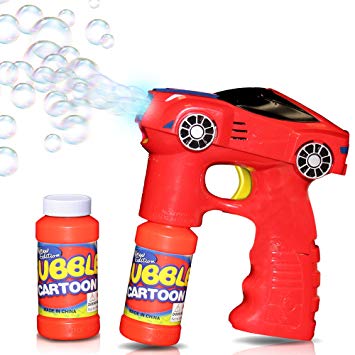 ArtCreativity Red Racer Car Bubble Gun with LED Effects - Includes Bubble Blaster, 2 Bubble Fluid Bottles, and Batteries - Fun Light Up Bubbles Blowing Toy for Boys and Girls - Great Gift Idea