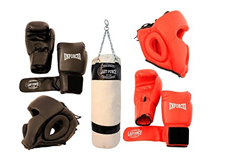 Boxing Package New 2 Pairs of Headgears 2 Pairs Pro Boxing Gloves & Punching Bag