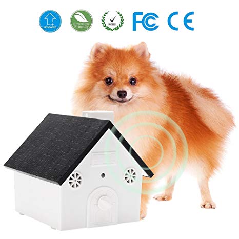Ultrasonic Anti Barking Device Sonic Bark Control Deterrents Stop Dog Barking, Safe for Dogs, Pets and Human, Outdoor Birdhouse Shape up to 50 Feet Range, Hanging or Mounting (White-01)
