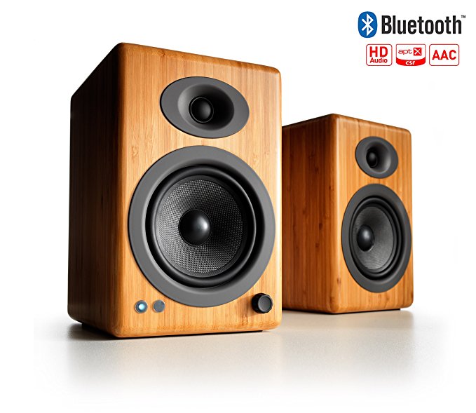 Audioengine A5  Wireless Bookshelf Speakers. Stream Pandora, Spotify, Tidal or your favorite app with aptX HD in High Resolution (Bluetooth-Wireless, Bamboo)