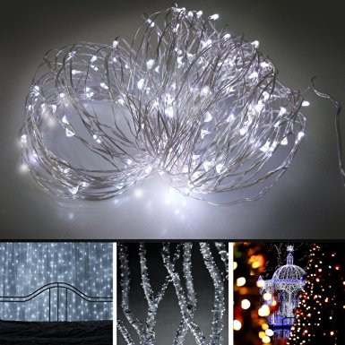 Solar String Lights,Eonfine Outdoor String Lights on Flexible Copper Wire 72ft 150 LED Solar Fairy String Lights Ambiance Lighting for Outdoor,Gardens,Christmas Party--2 Modes(Steady on/Flash) White