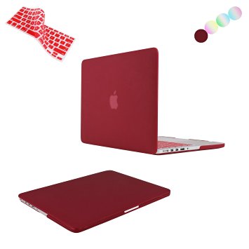 MacBook Pro 13 inch Case with Retina Display (NO CD-ROM Drive), Vimay 2 in 1 Soft-Touch Plastic Hard Case Cover for MacBook 13.3" A1502 / A1425 with Free Keyboard Cover, Wine Red