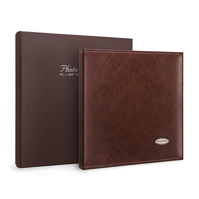 Magicfly Self-Adhesive Photo Album with Leather Cover, Self-Stick Leather Photos Album, 12. 5 X 10. 7 Inch, Hand Made DIY Albums for 3x5, 4x6, 5x7, 6x8, 8x10 Photos, (30 Sheet, 60 Pages) Brown