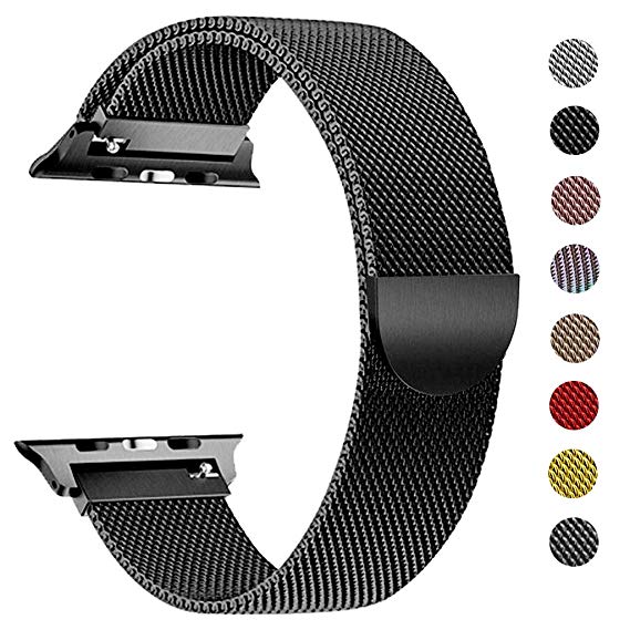 Compatible with Watch Band 42mm 38mm 44mm 40mm Stainless Steel Milanese Loop Replacement Strap with Magnetic Closure iWatch Series 1 Series 2 Series 3 Series 4 (Black, 38 mm / 40 mm)