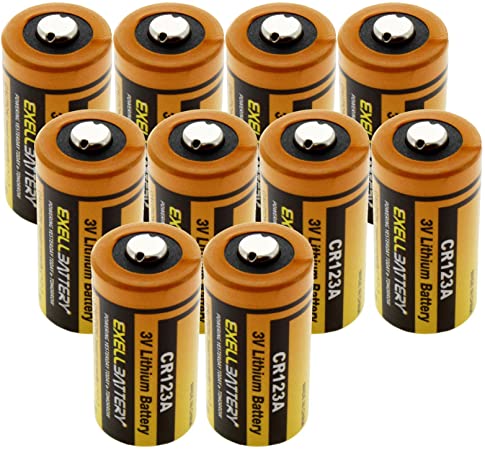 10X 3.0V Exell EB-CR123A Lithium Battery |Highest Capacity ON The Market 1700mAh| Fits Night Optics USA, Pulsar, Night Vision Replaces EL123AP, VL123A, 123-SANYO, 5018LC, 6205, BR2/3A, CR123, CR123-2