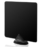 Liger HDTV Antenna Liger 35 Mile Range Ultra-Thin Indoor Antenna with 10ft Coaxial cable - Receive HD Television Signals for Free - Includes Adhesive and Stand