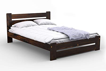 New Woden Solid Pine Bedroom Furniture Kingsize Bedframe"F7" Walnut Oak Alder Pine (WALNUT, 150 cm_x_200 cm)