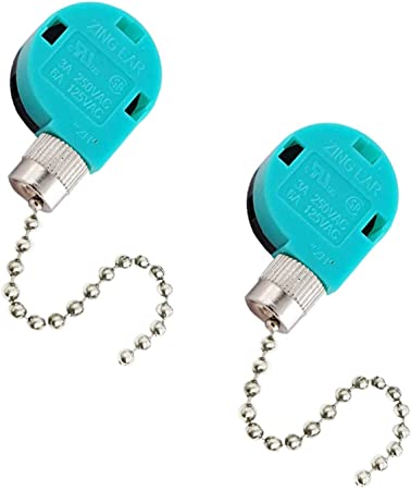 Ceiling Fan Switch, Zing Ear Pull Chain Switch, ZE-268S6 3 Speed 4 Wire Switch, Control Replacement Switch Ceiling Fans, Wall Lamps, Cabinet Light. (2 Pack Nickel)