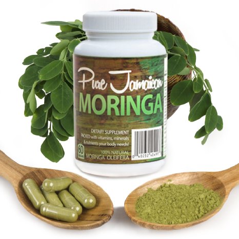 Organic Moringa Oleifera Powder Capsules Superfood Supplement, Natural Detox, Energy Booster, Beauty, Mind and Body Health Enhancer - Pure Raw Vegan / Vegetarian Non-GMO 800mg One Month Supply