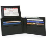 Alpine Swiss RFID Safe Mens Leather Bifold Passcase Wallet 2-in-1 Card Case