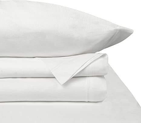 Baltic Linen Jersey Cotton Sheet Set Queen White 4-Piece Set