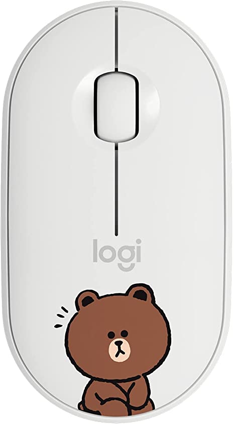 Logitech M350 Line-Friends Brown Bluetooth or 2.4 GHz with USB Mini-Receiver, Silent, Slim Computer Mouse with Quiet Click for Laptop/Notebook/Chromebook/PC/Mac