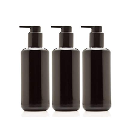 Infinity Jars 200 Ml (6.8 fl oz) Black Ultraviolet Glass Soap Dispenser Bottle 3-Pack