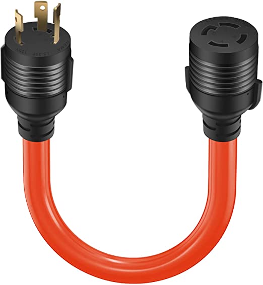 Orange Dryer Plug Adapter Extension Cord Adapter L5-30P to L14-30R 1.5FT 10AWG Heavy Duty Adapter Cable Welding Machine EV Charger Generator Connectore Welding Machine EV Charger Generator Connector