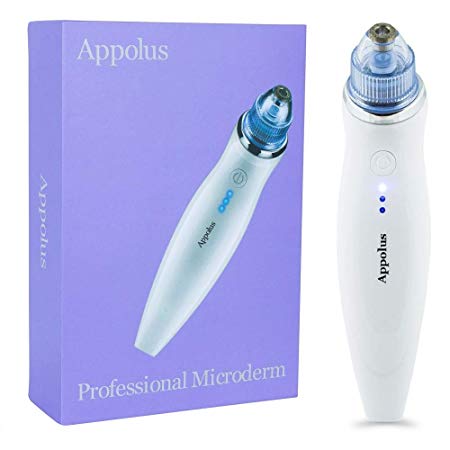 Appolus Microdermabrasion Machine Wireless- Premium Diamond Microdermabrasion Kit For Flawless Lifted Skin-2 Different Size Diamond Tips-5 Heads-Blackhead Blemishes Remover-Pore Lines Wrinkles Sagging