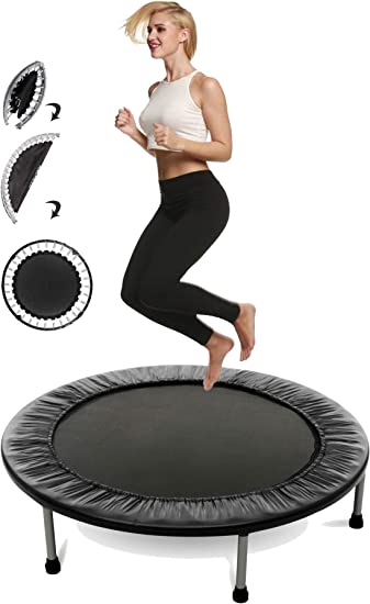 Mini Rebounder Trampoline,Foldable Round Jumping Rebounder Trampoline for Kids Adults with Safety Padded for Indoor Outdoor Fitness Cardio Training Max Load 220 lbs