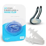 AZSPORT Swimming Ear Plugs and Nose Clip Set White