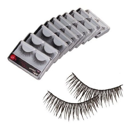 Taobaopit New 10 Pair Reusable Charming Cross Fake False Eyelashes Glue Adhesives Eye Lashes Makeup Black 57