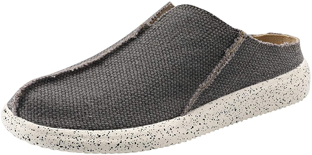 VILOCY Men's Linen Slip-On Loafers Canvas Slide Sandal Walking Slipper Backless Driving Shoes