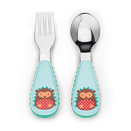 Skip Hop Baby Zoo Little Kid and Toddler Fork and Spoon Utensil Set, Multi Hudson Hedgehog