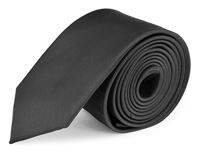 Moda Di Raza- Skinny Tie 2.5" Mens Necktie Slim Ties Polyester Tie Solid Color