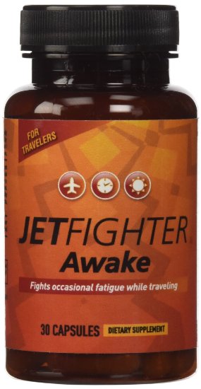 JetFighter Awake - 30 capsules - Jet Lag Relief Supplement - Combats Daytime Sleepiness - Helps Regulate Circadian Rhythm - Contains Caffeine - Works Best with JetFighter Sleep