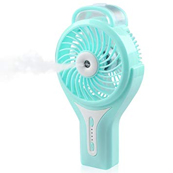 D-FantiX Portable Handheld Misting Fan Personal Cool Mist Humidifier Rechargeable Mini Fan Battery Operated/USB Powered USB Misting Humidifier for Home and Travel (Blue)