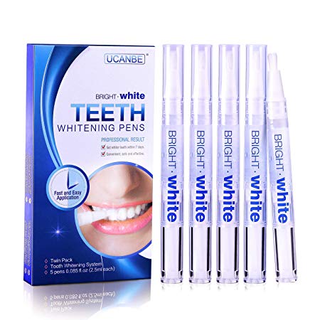 Teeth Whitening Pen Kit(5 Packs), Safe 35% Carbamide Peroxide Gel, Effective, Painless, No Sensitivity, Easy to Use, Travel-Friendly, 20+ Uses, Beautiful White Smile, Natural Mint Flavor