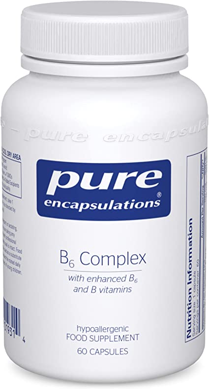 Pure Encapsulations - Vitamin B6 Complex - Hypoallergenic B Vitamin Formula with Enhanced B6-60 Capsules