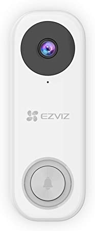 EZVIZ DB1C Wired Smart Video Doorbell Camera, 1080p, Dual-Band WiFi, 2 Way Audio, PIR Human Detection, 170 Degree Vertical Field of View, microSD Card Slot, Waterproof (IP65)