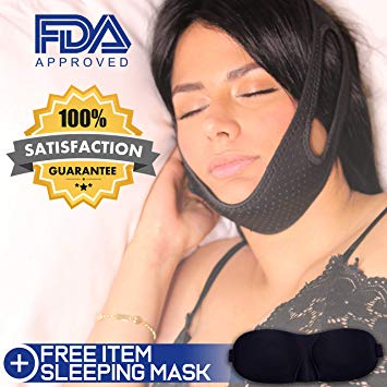 Anti Snoring Chin Strap Solution with Breathable Mesh for Extreme Comfort | Sleep All Night The Best Way to Stop Snoring | Free Sleeping MASK Included