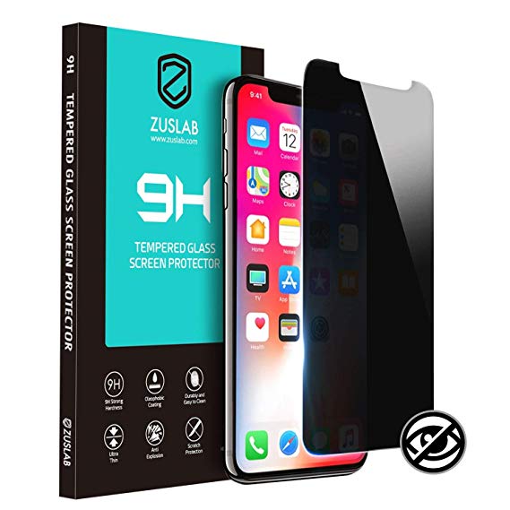 ZUSLAB [Privacy] iPhone XR Screen Protector Privacy Tempered Glass with Anti Spy/Scratch/Fingerprint [ Case Friendly ] for Apple iPhone XR (2018)