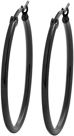 Edforce Stainless Steel Rounded Hoops Earrings (20mm-60mm Diameter)
