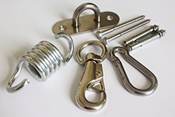 Hammock Chair Spring Swivel Kit Hammock Chair Ultimate Hanging Kit Stainless Steel Suspension Ceiling Hooks Hammock Chair Hanger Swivel Hook and Snap Hooks(with steel Wall Anchors )