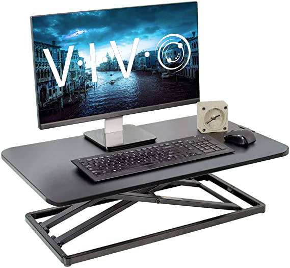 VIVO Economy Single Top Height Adjustable 29 inch Standing Desk Converter | Sit Stand Tabletop Monitor and Laptop Riser Platform Workstation (DESK-V000U)