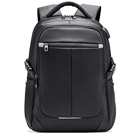 Laptop Backpack 15.6 Inch - Large Capacity Waterproof College School Backpack with USB Charging Port, Earphone Port Adapt to Travel, Business Backpack for Men Women Boys Girl (Charcoal Black)
