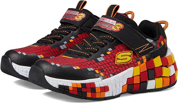 Skechers Mega-Craft 3.0 Sneaker, Black/Red, 2 US Unisex Little Kid