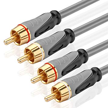 TNP Premium 2RCA Stereo Audio Cable (35 Feet) - Dual Composite RCA Male Connector Plug M/M 2 Channel (Right and Left) Gold Plated Dual Shielded 2RCA to 2RCA Wire Cord