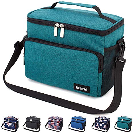 Leakproof Reusable Insulated Durable Cooler Lunch Bag - Office Work School Picnic Beach Lunch Box with Adjustable Shoulder Strap for Women,Men-Green