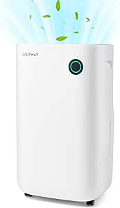 COSTWAY 4500 Sq.Ft Dehumidifier for Basement & Large Room, 73-Pint Quiet Dehumidifier with 5 Modes, 3-Color Indicator Light, 1.7 Gallon Water Tank, 24H Timer, Home Dehumidifier with Drain Hose