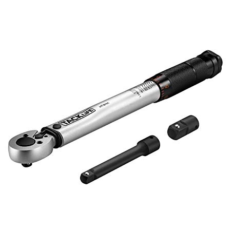 TACKLIFE 1/4" Torque Wrench, Drive Click, 2.95 inch Extension Bar, Self Locking System, 3/8" Reducer, HTW4A