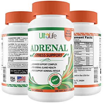 ADRENAL FATIGUE Making You Feel Tired, Run Down & in a Fog? UltaLife Adrenal Support Supplement to manage Cortisol Stress Hormones, Boost Energy & Help You Feel Good - Natural Formula for Men & Women