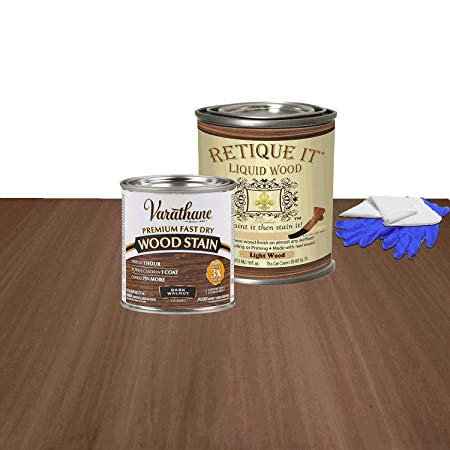 Retique It Liquid Wood - Pint Light with Dark Walnut Stain - Stainable Wood Fiber Paint - Put a fresh coat of wood on it (16oz LW, Dark Walnut)