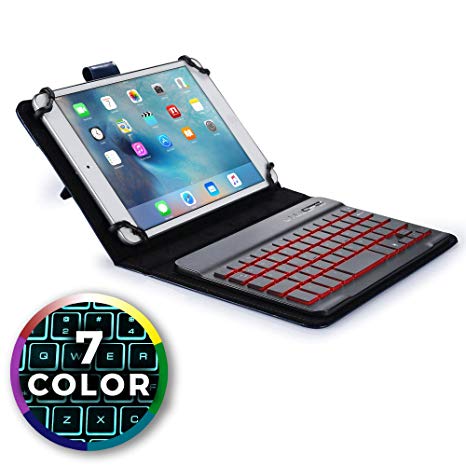 Cooper Backlight Executive Keyboard case Compatible with Apple iPad Pro 10.5 | 2-in-1 Bluetooth Wireless Backlit Keyboard & Leather Folio Cover | 7 Color LED Keys (Blue)