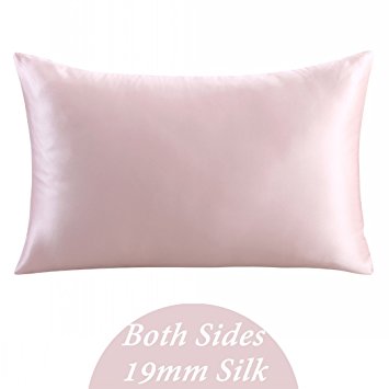 ZIMASILK 100% Mulberry Silk Pillowcase for Hair and Skin,Both Side 19 Momme Silk, 1pc (King 20''x36'', Pink),Gift Box